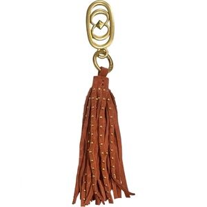 New Volpi Donna Italy Brown Studded Suede Tassel Bag Charm